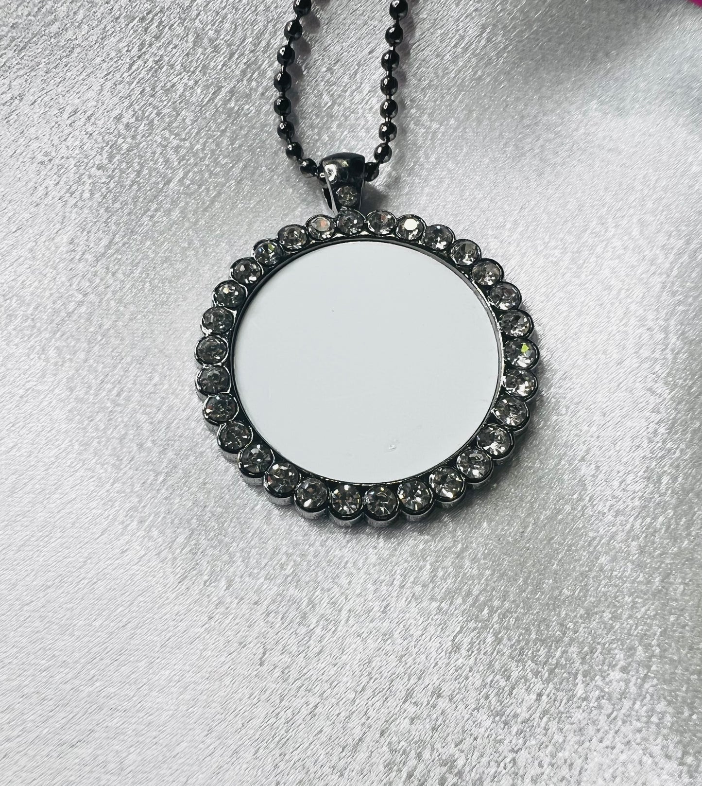 Round Bling Photo Necklace