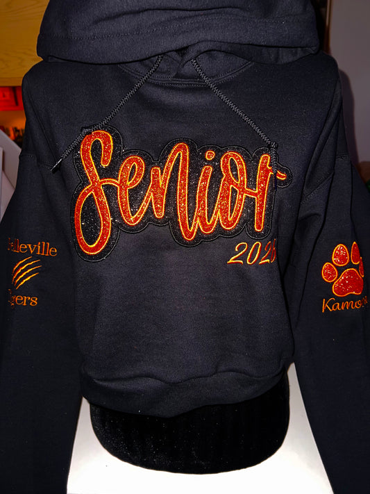 Cropped Senior 2026 Embroidered Hoodie (Front ONLY)